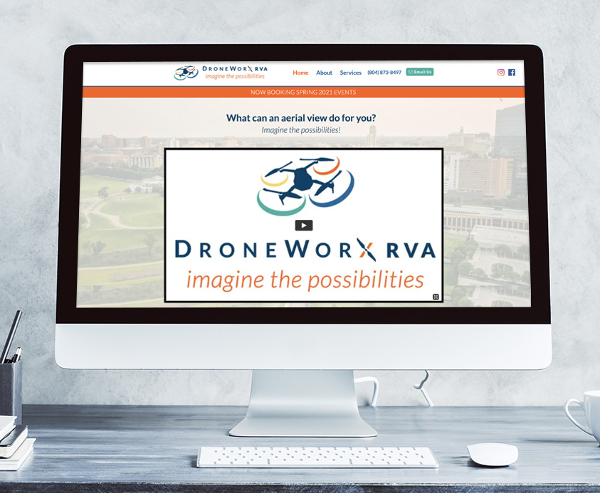 DroneWrx RVA website inside a desktop computer screen