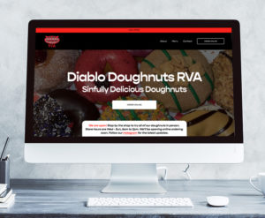Diablo Doughnuts RVA website shown in a desktop monitor.