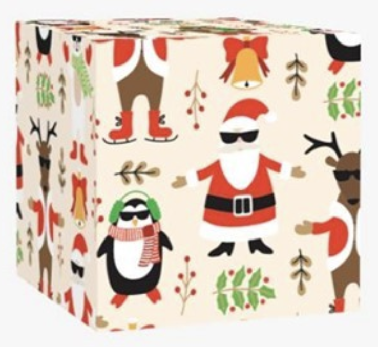 Box with a christmas themed wrapping