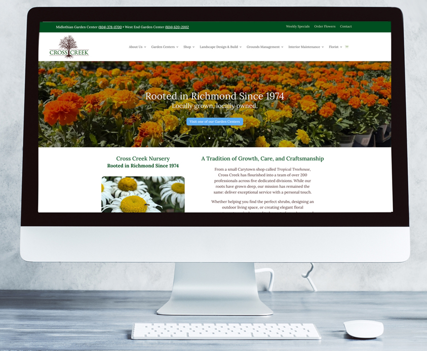 Cross Creek Nursery WordPress website design